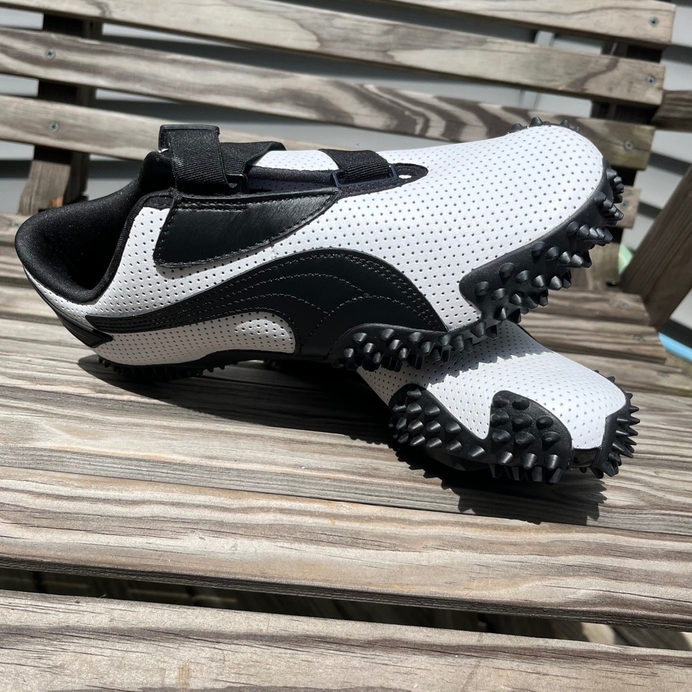 Puma Mostro Perforated Leather White Black Sneakers 400992-01 Mens 9 Womens 10.5